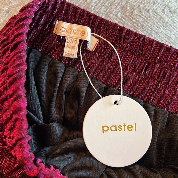 NEW PASTEL Metallic Shiny Shimmer Accordion Pleated Maxi Pink/Purple Skirt - Picture 12 of 13